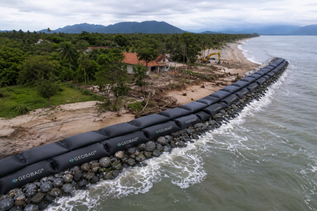 Ilha do Cardoso recebe obra de R$ 12 milhões para conter avanço do mar e erosão costeira obra geobags ilha cardoso erosao costeira