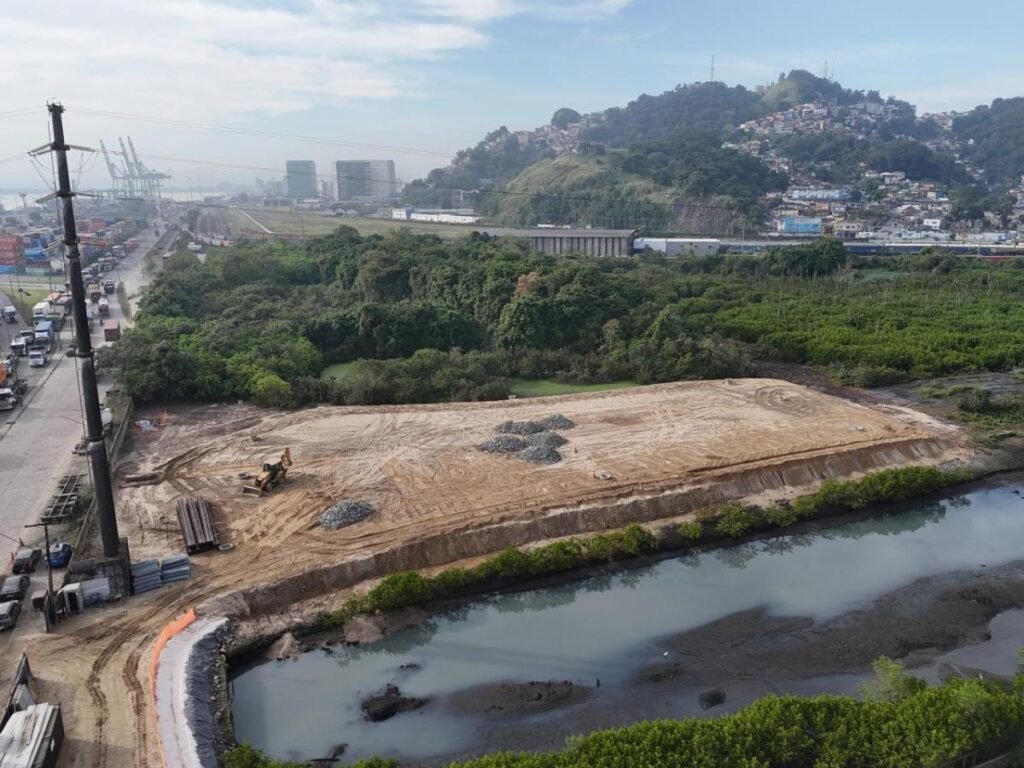 Santos inicia nova fase de obra para reduzir alagamentos na Zona Noroeste obra macrodrenagem zona noroeste santos