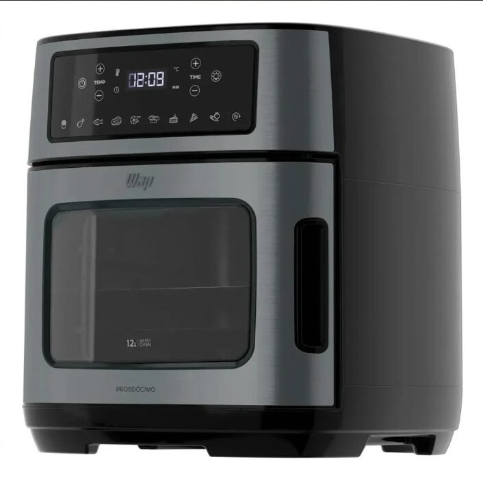 Air Fryer Oven WAP Black Inox 12 L Air Fryer Oven WAP Black Inox com painel digital e porta com visor