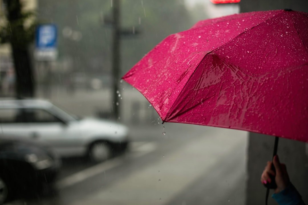 Chuva em Santos supera média mensal em nove dias Pedestres atravessam rua sob chuva forte usando guarda-chuvas